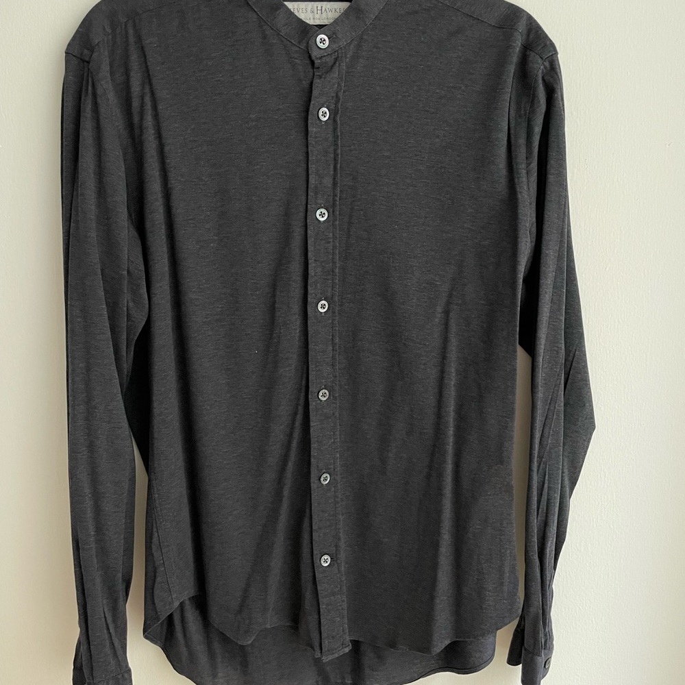 Gieves & Hawkes Men's Grey Button-Up Shirt